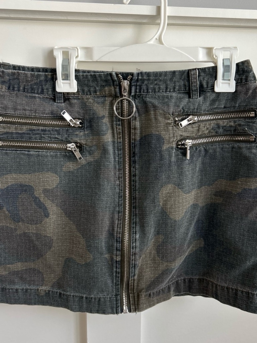 emory park Dark Camo Mini Skirt with Silver Zippers